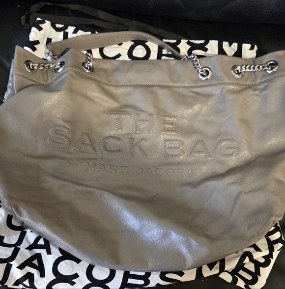 Marc Jacobs Gray Chain Sack Bag & Red Beauty Bag